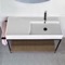Console Sink Vanity With Ceramic Sink and Natural Brown Oak Shelf, 43